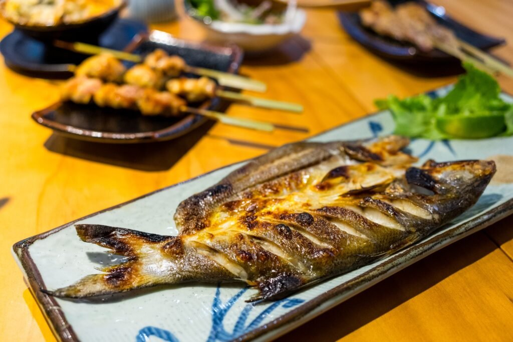 Grilled fish on the plate