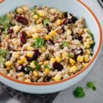 Quinoa salad with sweet corn, black beans and cilantro.