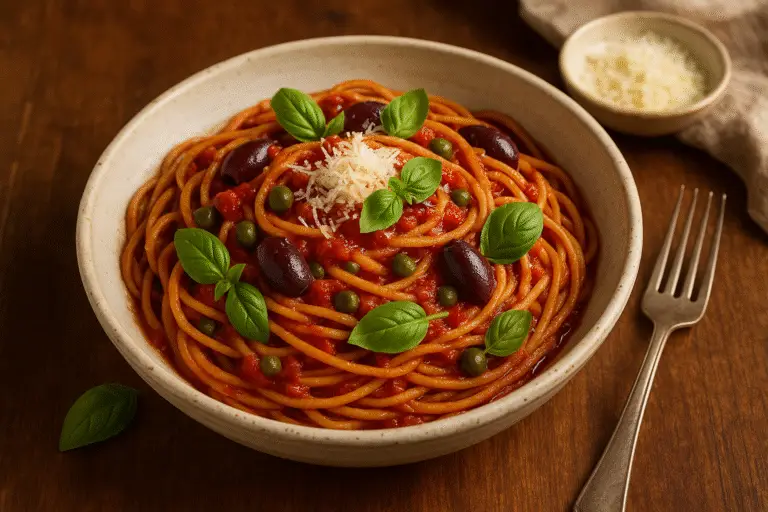 Healthy Whole Grain Pasta Puttanesca