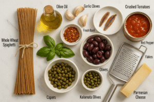 Healthy Whole Grain Pasta Puttanesca